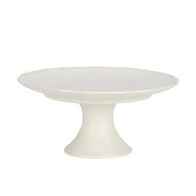Gibson Elite Vista Rossio Ceramic Cake Stand With Scalloped Rim In White