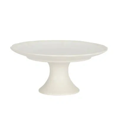 Gibson Elite Vista Rossio - Made In Portugal - 10.6 Inch White Ceramic Cake Stand, Pedestal Dessert Stand With Sc