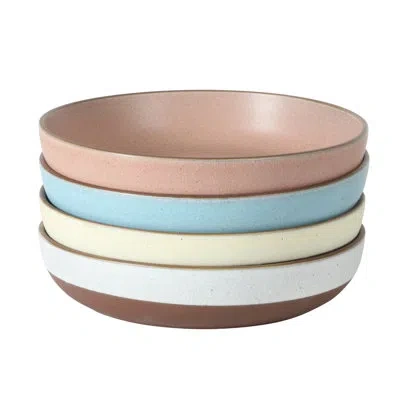 Gibson Elite William Crest 4 Piece Dinner Bowl Set, 8.5” Round Stoneware Bowls, Reactive Glaze Finish, Large Soup In Assorted Colors