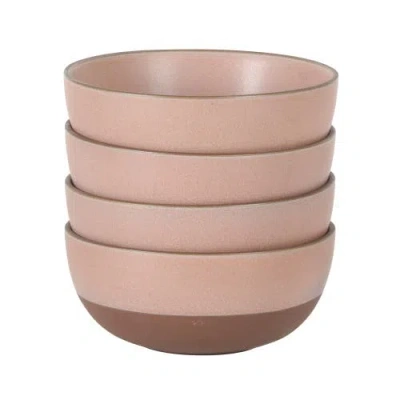 Gibson Elite William Crest 4-piece Reactive Glaze Stoneware Cereal Bowl Set In Pink