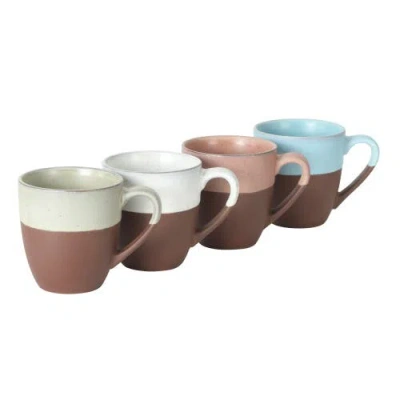 Gibson Elite William Crest 4-piece Reactive Glaze Stoneware Coffee Mug Set In Brown