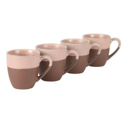 Gibson Elite William Crest 4-piece Reactive Glaze Stoneware Coffee Mug Set In Pink