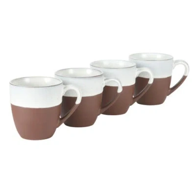 Gibson Elite William Crest 4-piece Reactive Glaze Stoneware Coffee Mug Set In Brown