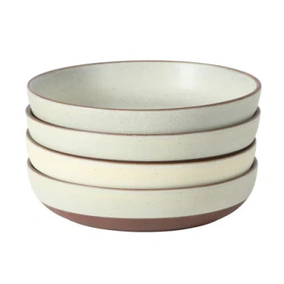 Gibson Elite William Crest 4-piece Reactive Glaze Stoneware Dinner Bowl Set In White