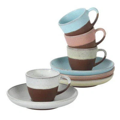 Gibson Elite William Crest 8 Piece Espresso Stoneware Cup And Saucer Set