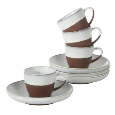 Gibson Elite William Crest 8 Piece Espresso Stoneware Cup And Saucer Set
