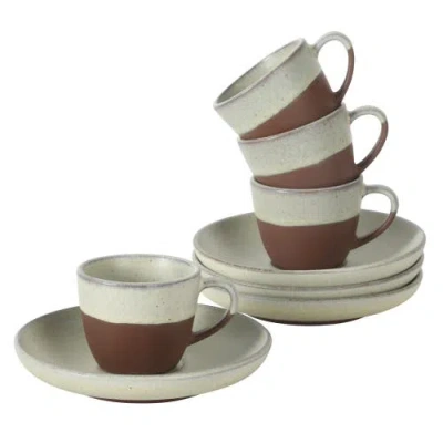Gibson Elite William Crest 8 Piece Espresso Stoneware Cup And Saucer Set In Green