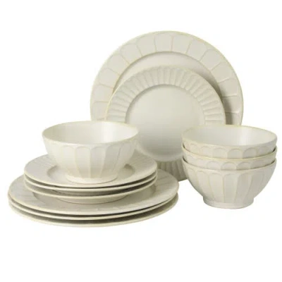 Gibson Elite Winchester Way 12-piece Plates And Double Bowls Stoneware Dinnerware Set, Microwave & D In Neutral