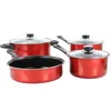 Gibson Everyday Cardinal 7 Piece Nonstick Steel Cookware Set In Red In Red