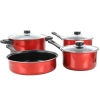 Gibson Everyday Everyday Cardinal 7 Piece Nonstick Steel Cookware Set In Red