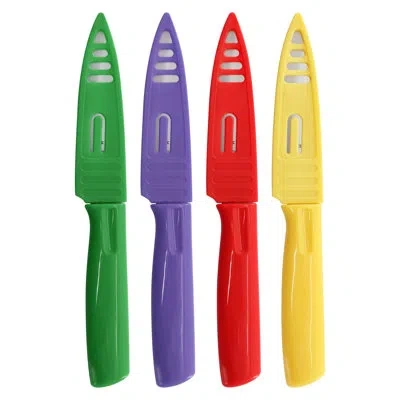 Gibson Everyday Gibson 3.5" Paring Knife & Sheath In 4 Assorted Colors In Red
