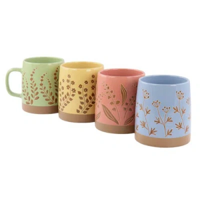 Gibson Garcelle 4 Piece 18 Ounce Round Stoneware Mug Set In Multi