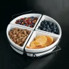 Gibson Gracious Fine Ceramic Dining Four Section Tray Set With Metal Rack In White