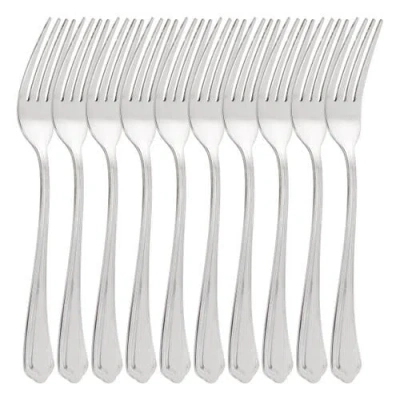Gibson Home 10 Piece Stainless Steel Dinner Fork Set In Silver