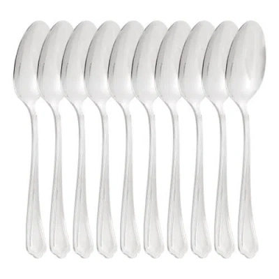Gibson Home 10 Piece Stainless Steel Dinner Spoon Set In White
