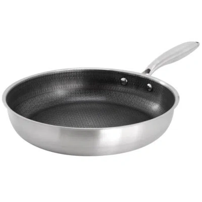 Gibson Home 11in Embossed Interior Stainless Steel Frying Pan In Silver