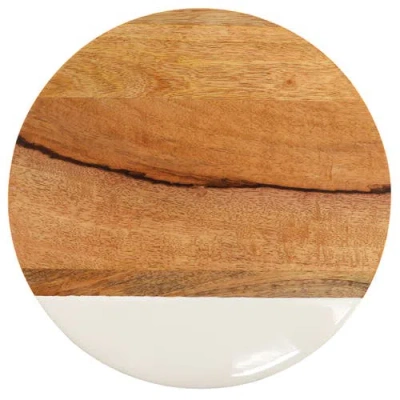 Gibson Home 12 Inch Duo Tone Round Wood Serving Board In Brown