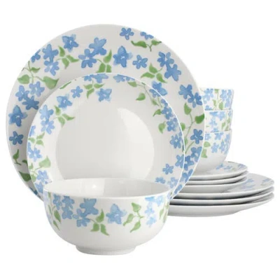 Gibson Home 12 Piece Fine Ceramic Dinnerware Set In Blue