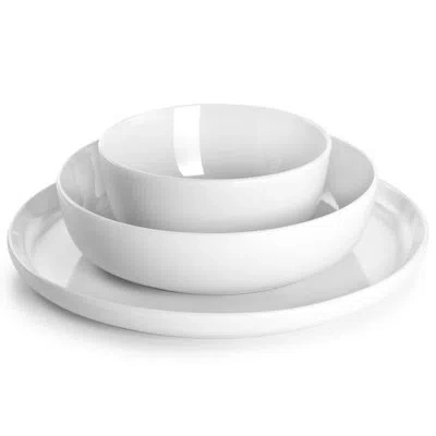 Gibson Home 12 Piece Fine Ceramic Dinnerware Set In White