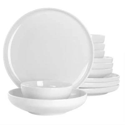 Gibson Home 12 Piece Fine Ceramic Dinnerware Set In White