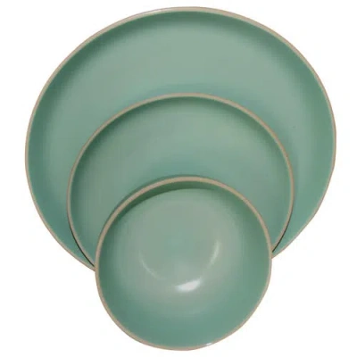 Gibson Home 12 Piece Stoneware Dinnerware Set In Matte Teal In Green