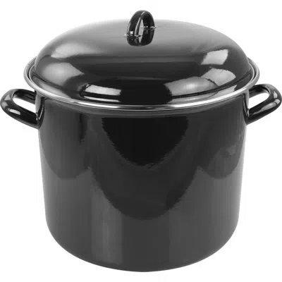 Gibson Home 12 Quart Enamel On Steel Stock Pot With Lid In Black