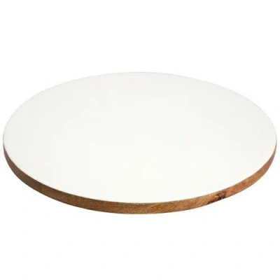 Gibson Home 14 Inch Wood Lazy Susan Serving Board In White
