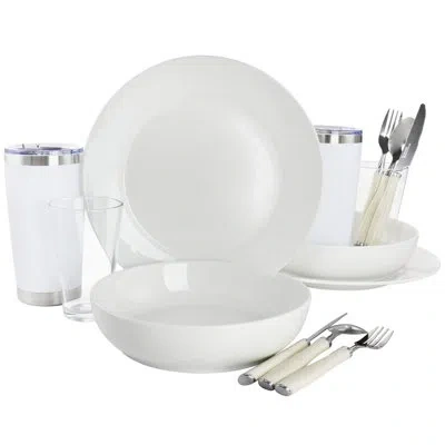 Gibson Home 14 Piece Fine Ceramic Dinnerware Set In White