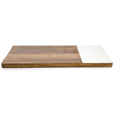 Gibson Home 16 Inch Duo Tone Rectangular Wood Serving Platter In Brown