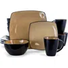 Gibson Home 16 Pc Dinnerware, Taupe Square Shape In Brown