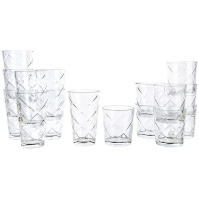 Gibson Home 16 Piece Lattice Glassware Drinkware Set In Transparent