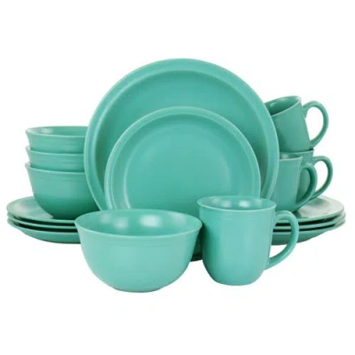 Gibson Home 16 Piece Siam Stoneware Dinnerware Set In Green