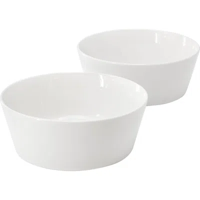 Gibson Home 2 Piece 6.75 Inch Round Fine Ceramic Side Bowl Sets In White