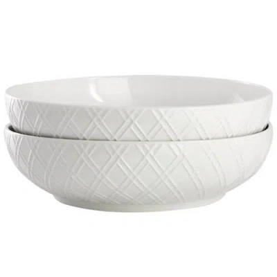Gibson Home 2 Piece Fine Ceramic 8.2in Dinner Bowl Set In White