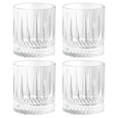 Gibson Home 4 Piece 13 Ounce Iceberg Embossed Double Old-fashioned Glass Set In Transparent