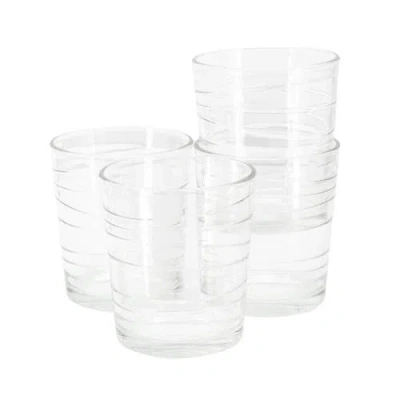 Gibson Home 4 Piece 13.5 Ounce Swirl Double Old-fashioned Glassware Set In Transparent