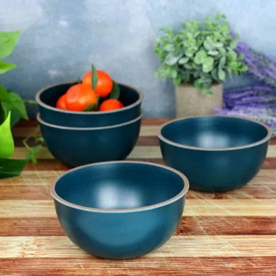 Gibson Home 4 Piece 6.1 Inch Melamine Cereal Bowl Set In Blue In Teal
