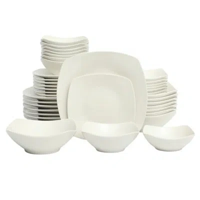 Gibson Home 40-piece Dinnerware Set – Square White Porcelain Plates And Bowls, Service For 8, Modern Everyday Di