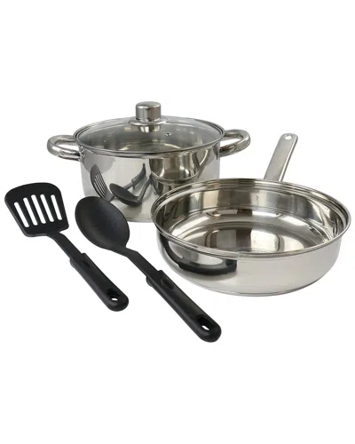 Gibson Home 5pc Mirror Polish Stainless Steel Cookware Set In Gray