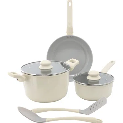 Gibson Home 7pc Ceramic Nonstick Aluminum Cookware Set In White