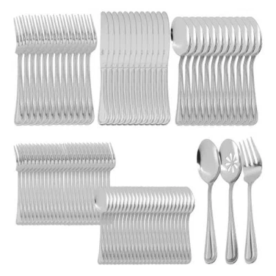 Gibson Home 87 Piece Stainless Steel Flatware And Serving Utensil Set In White