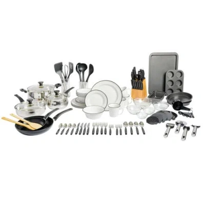 Gibson Home 95-piece Complete Kitchen Set With Cookware, Dinnerware, Flatware & Tools In Black