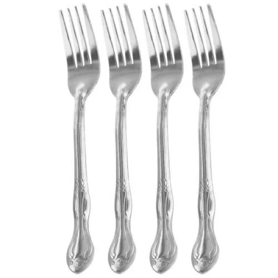 Gibson Home Abbie 4 Piece Stainless Steel Dinner Fork Set In Silver