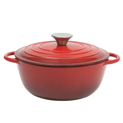 Gibson Home Addlestone 2.65 Quart Enameled Cast Iron Dutch Oven With Lid In Red