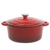 Gibson Home Addlestone 5 Quart Enameled Cast Iron Dutch Oven With Lid In Red