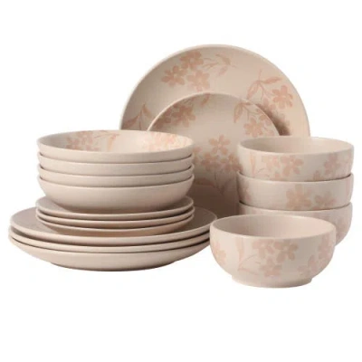 Gibson Home Admiral Hall 16-piece Floral Stoneware Dinnerware Set In Pink