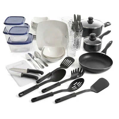 Gibson Home All U Need 45 Pieces Aluminum Cookware Set In Black
