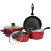 Gibson Home Armada 7 Piece Nonstick Carbon Steel Cookware Set In Red