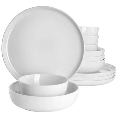 Gibson Home Avisala 12 Piece Fine Ceramic Dinnerware Set In White