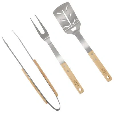 Gibson Home Barbecue Plus 3 Piece Barbecue Tool Set With Rubberwood Handles In Silver